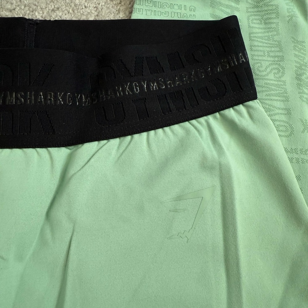 Gymshark Pastel Green Leggings with Black Waistband